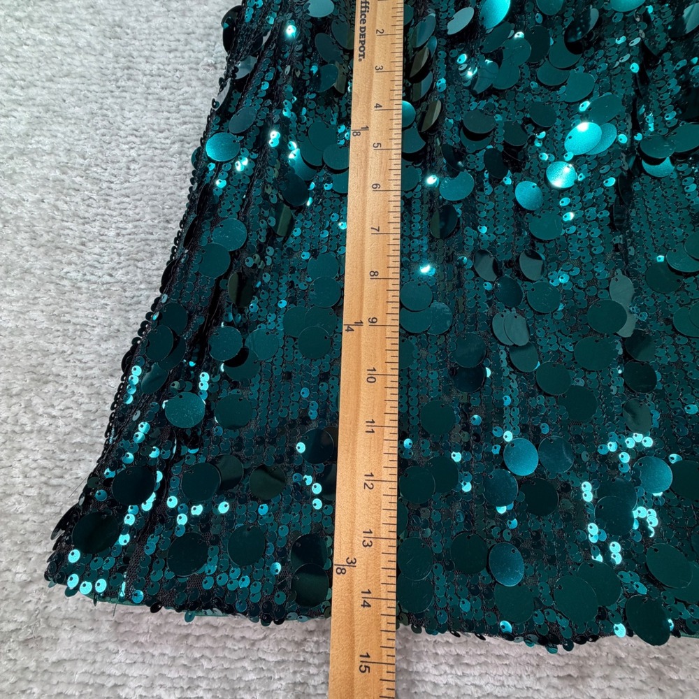 Sequin Mini Skirt Large Disc Embellished Size S Teal Green Party Rave Disco - Picture 3 of 6
